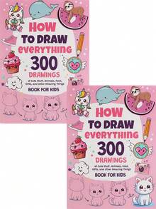 2pcs How To Draw Anything For Art Lovers, Girl Moments, Cat Moments Coloring Books, Designed For Adults And Teens, Suitable For Back To School, Birthday, Anniversary, Halloween And Other Holiday Parties, A Great Way To Relax