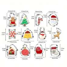 Christmas Tree, Gingerbread Man, Gingerbread House, Snowflake, Candy Cane, Deer Shaped 6pcs Stainless Steel Cookie Cutter Set - Multipurpose Baking Tools For Christmas