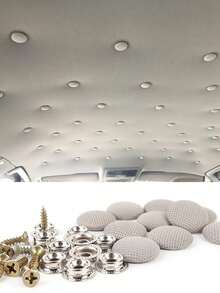 50 piezas Clips de reparación para revestimiento interior del automóvil - Para arreglar revestimiento interior colgante, sin necesidad de perforar, fácil instalación sin clavos ni botones, adecuado para interior de terciopelo o tela, ajuste universal para todos los modelos de automóviles, sujetadores de presión, sujetadores metálicos para fijación de techo interior de auto, clips de fijación para revestimiento interior del automóvil, clips, botones