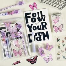 1 Piece Butterfly Stationery Set, Essential For Learning And Activities., Correction Tape *1, Highlighter *1 ,A7 Spiral Notebook *1, A5 Stitched Notebook *1, Butterfly Stickers *5, Butterfly Clip *1, Butterfly 1,0-Color Pen *1 ,Butterfly Ballpoint Pen *1. White Ballpoint Pen *1(CoIor,Random) - Multicolor - View 3