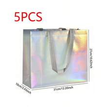 玫瑰金可重复使用购物袋购物手提袋带手柄亮面婚礼礼品袋大号礼品袋无纺布礼品包装袋婚礼生日派对礼品袋