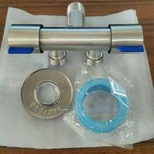 Válvula de ángulo de 1/2 pulgada de 1 pieza, válvula de doble fijación con 2 conectores de grifo, 2 conectores de manguera y cinta, adecuada para baño, inodoro, lavabo - Plateado - Ver 8