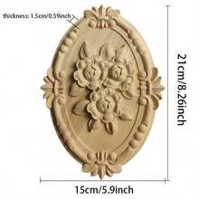 5 pezzi Decorazioni in legno intagliate a forma di rosa non dipinte, 21 x 15 cm, adatte per armadi, porte, mobili, pareti, ingressi, uffici, vacanze, decorazione fai-da-te