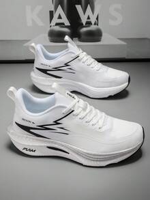 L.S.W.P Men's Road Running Shoes - Rubber Sole Cushioned Running Shoes - Suitable For Fitness, Jogging, Casual Wear - Lace-Up Design, Dual-Use For Daily And Sports - Lightweight Shock-Absorbing Shoes, Outdoor Activities, Fashionable Style, Wear-Resistant And Non-Slip, High-Efficiency Training Shoes