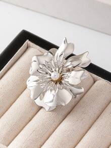 Nuevo conjunto de joyas de moda con brazalete de metal con diseño de flor, anillo, collar, aretes y broche, juego de accesorios - conjunto de joyas - Ver 13