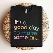 180g pure Cotton It&amp;#39;s A Good Day To Make Art Shirt, Artist Shirt For Art Teacher, Art Lover Tee, Art Shirt, Gift For Teacher, Teacher Shirt, Art Lover Tee Print Round Neck Short Sleeve designer clothes Stylish graphic Top For Everyday Wear streetwear - Negro - Ver 3