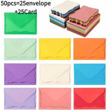 50 phong bì mini kèm thiệp chúc mừng trống, thích hợp cho gia đình, bạn bè và đồng nghiệp, phong bì tự dính nhỏ, hoàn hảo cho sinh nhật, thiệp cảm ơn, tiệc tùng, lời chúc Giáng sinh và năm mới - Phong bì cầu vồng + Thiệp cầu vồng - Xem 12