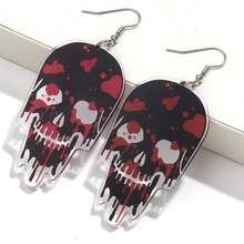 1 Cặp bông tai mặt dây chuyền hình đầu lâu bằng acrylic in hình hiện trường vụ án máu vân tay, quà tặng trang sức Halloween độc đáo cho phụ nữ - Đầy màu sắc - Xem 16