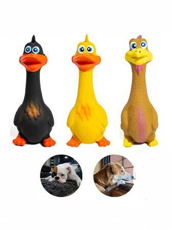 1pc Squeaky Dog Toys For Teeth Grinding - Durable Latex Chew Toys For Puppies & Dogs, Duck Dog Toy, Self-Entertaining Pet Supplies For Small To Medium Breeds, Interactive Play Toys | Vibrant Pet Toys | Durable Chew Toys, Dog Toy, Without Battery