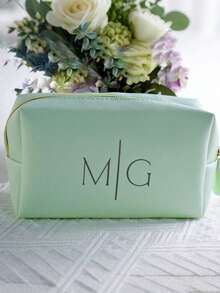 Bolsa de cosméticos personalizada con nombre. Bolsa de maquillaje personalizada con monograma. Bolsa de almacenamiento de toallas sanitarias. Bolsa de maquillaje de viaje. Bolsa de tocador de cuero. Bolsa de almacenamiento personalizada. Bolsa de dama de honor del mes de nacimiento, regalos para la fiesta de bodas, recuerdos para la despedida de soltera, regalo de dama de honor, versátil, regalo ideal para ella, novia, él - Multicolor - Ver 14