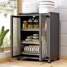 Armario de Almacenamiento de Platos de Metal para Cocina de 3 Niveles, con Plato de Drenaje y 4 Ganchos para Colgar Cucharas, Organizador Multifuncional de Cocina, Extensión de Encimera para Platos y Boles, para Organización y Almacenamiento de la Encimera de Cocina en Casa - Negro - Ver 1