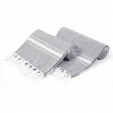 Turkish Beach Towel -Large Beach Towels Oversized 2 Pack-Soft Durable Compact Lightweight Quick Dry Sand Free Bath Pool Towel Set For Beach Gifts  Vacation Travel - Charcoal Grey - 木炭 - 查看 1