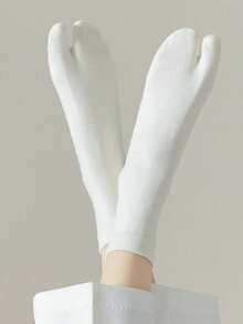 3 双女士分趾袜、中筒袜、软袜、两趾袜、木屐袜、适合日常穿着的简约袜子，秋季 - 彩色 - 查看 4