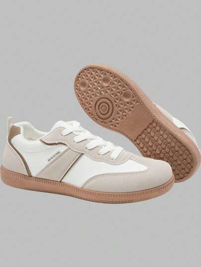 DareSee 女士休闲运动鞋，2025春秋新款，拼接设计，平底，日常通勤，舒适百搭，简约小白鞋，学生鞋，时尚低帮，复古Gump鞋，音乐节Y2KFest返校季秋冬礼物音乐节