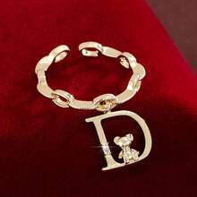 1 chiếc nhẫn điều chỉnh được hình gấu hoạt hình leo chữ, đính đá Cubic Zirconia, dành cho nữ. - Nhiều màu - Xem 19