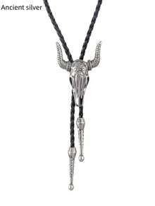 1 Piece Set For Men And Women Bolo Tie Rodeo Cowboy Leather Bull Head Tie Western Necklace Clothing Accessories Suitable For Daily Matching Clothing All Saints' Day