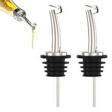Bico de Óleo, Despejador de Vinho, Despejador de Aço Inoxidável, Dispensador de Azeite com Tampa Basculante, Rolha de Silicone para Garrafa de Vinho, Despejador à Prova de Vazamento para Garrafa de Temperos de Cozinha