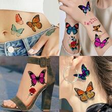 24 Sheets 155+ PCS 3D Colorful Butterfly Temporary Tattoos For Women Arm Boobs, Watercolor Butterfly Tattoos Stickers, Long Lasting Small Fake Tattoos For Kids Girls Adult Neck  Lavender - 蝴蝶 - 查看 4