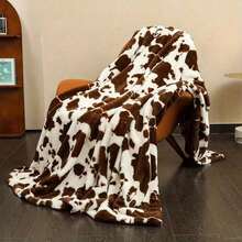 1 Piece Highland Cow Print Blanket - Brown And White Cow Pattern, Soft Flannel Texture, Suitable For All Seasons, Sofa, Bed, Camping Travel, Machine Washable Comfortable Gift, Country Home Decor, Durable Shawl, Must-Have For Animal Print Enthusiasts, Versatile Shawl/Blanket: Durable, Comfy, Breathable, Easy-Care. Multi-Use: Bed/Sofa/Camp/Travel/Office/Car/Desk. Events: NY/V-Day/Fall/StPats/Halloween/Tgiving/Xmas/Solstice/Easter/Mom&Dad/July4/LaborDay. Patterns: Cheetah/Stripe/Plaid/Houndstooth/Geo/Animal/Botanical/Abstract/US Flag/Holiday Plaid. Types: Throw/Stitch/Hand-Stitched/Thermal/Flannel/Microfiber/Bamboo. Fringe/Tassels/Poms. Fabrics: Sherpa/Chunky/Cable Knit. Features: All-Season, Light Warmth, Anti-Pilling, Gift-Wrap. - Multicolor - View 7