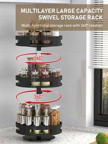 1 pieza Organizador giratorio multiusos - Ahorro de espacio, almacenamiento antideslizante para vajilla, maquillaje y especias en el mostrador de la cocina