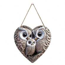 1 pièce Ornement suspendu en bois en forme de hibou, crochet de porte en bois créatif en forme de cœur de hibou, décoration pour le salon, la chambre, la cour et le jardin - Multicolore - Voir 6