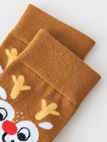 1 Pair Men's Comfortable Casual Fashion Christmas Reindeer Pattern Crew Socks - Multicolor - View 5