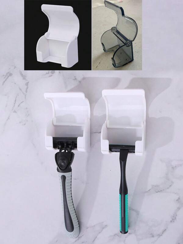 Suporte para barbeador de chuveiro multiuso, alta capacidade de carga, sem perfuração, autoadesivo, à prova de poeira, montado na parede com capa, adequado para uso em banheiros, cozinhas e escritórios