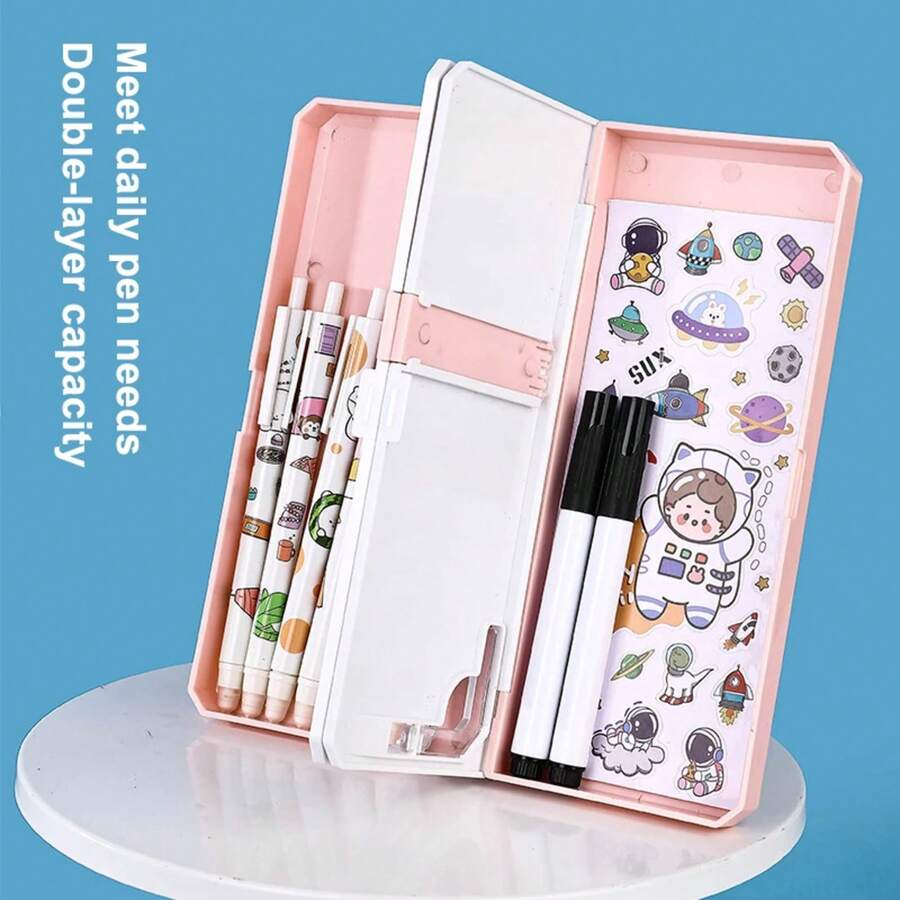 Soporte de Lectura Ajustable 2 en 1 Estuche Multifuncional para Lápices y Libros de Lectura Plegables para Suministros de Oficina para Estudiantes - Morado - Ver 1