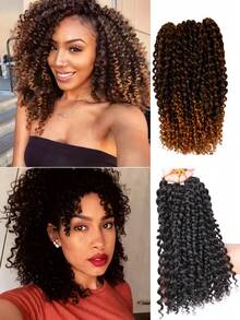 3 件 Marley 钩针接发 8 英寸鲍勃激情扭结钩针编织假发 合成卷曲编织接发 女士万圣节圣诞节适用 - 彩色 - 查看 1