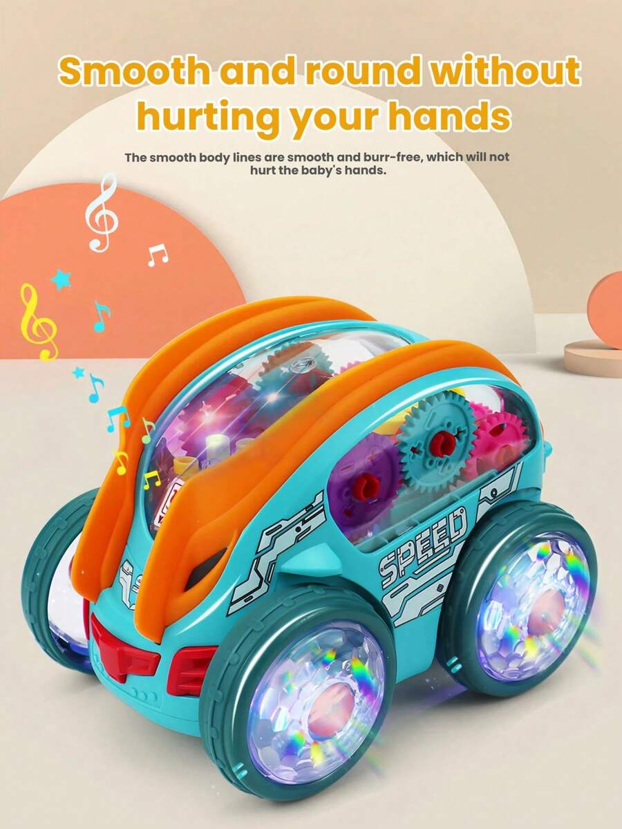 Light Up Sensory Car Spins 360° With Dazzling LED Lights. It Flips, Grooves To Carols, And Dodges Obstacles Effortlessly. Ideal Xmas Gift For 1-4-Year-Olds-Create Unforgettable Memories And Be The Best Gift-Giver!Christmas Magic On Wheels!Gears Toylight Up Toys For Toddlers 1-3 Baby Toys Cars Toddler Toys Boys Toys Kids Toys - 藍色 - 查看 1