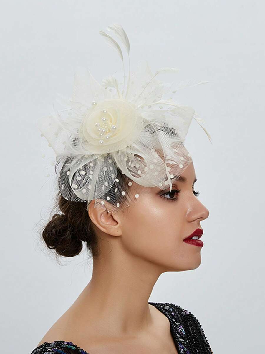 1 pieza Fascinators para mujeres Sombrero de té Sombrero de Kentucky Derby con plumas Sombreros elegantes para boda e iglesia Diadema con fascinator, Accesorios para el cabello