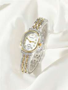 A Gorgeous And Elegant Women's Watch With Gold And Silver Colors, Unique And Exquisite Design, A Fashion Accessory, Suitable For Everyday, Back To School Season, Holiday Gift