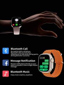 Microwear Unisex Smart Watch, Compatible With Android/IOS, 2.2" Full Touch Screen, IP68 Waterproof, Bluetooth Fitness Tracker, Heart Rate/Sleep Monitoring, Black Strap - Rose Gold - View 7