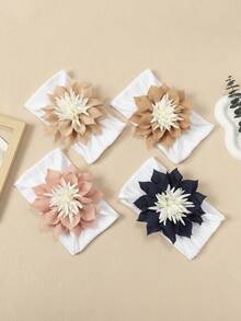 1pc Autumn/Winter New 3D White Flower Bud Baby Headband, Soft Comfortable Jacquard Nylon Infant Headwear, Creative Baby Hair Accessory