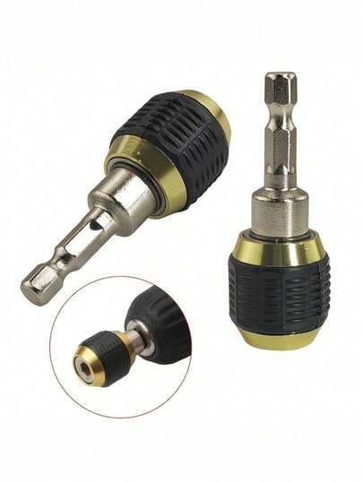 Adaptador de portabrocas con todo el rhinestone BUFF STA - Acero al carbono, vástago hexagonal de 1/4", fácil reemplazo de brocas, sin mango adecuado para uso con impacto y destornillador, herramientas para trabajar la madera y de uso múltiple, accesorio para herramientas eléctricas, agarre ergonómico, diseño compacto, material de alta resistencia, mecanizado de precisión, mejoras para el hogar, aficionados al bricolaje