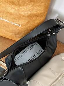 Retro Shoulder Bag With Modern Design[8555] - Black - View 8