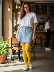 Don Calcetin Women Over The Knee Socks - 黃色 - 查看 3