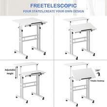 Rolling Standing Desk Height Adjustable, Mobile Stand Up Computer Desk, Sit-Stand Tiltable Top Desk Laptop Stand For Small Spaces - White - View 6