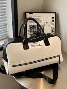 女士休閒時尚手提包，多功能肩包、斜揹包、孕婦包、學生包、旅行包、健身包、瑜伽包。大容量手提袋，適用於短途旅行、商務旅行、登機行李（航空公司） - 黑色 - 查看 7