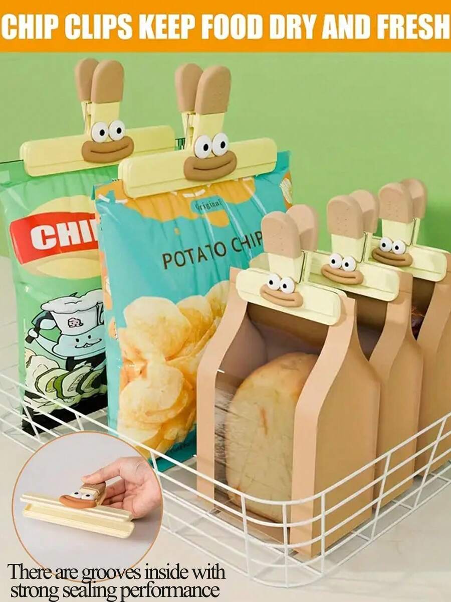 6pcs/4pcs/1pc New Food Bag Sealing Clips - Strong Clips, Suitable For Snacks And Food Preservation, Large Food Bag Clips And Small Bread Clips, Snack Bag Sealer, Plastic Preservation Clips, Multi-Size Plastic Sealing Clips, Suitable For Kitchen And Office, Suitable For Bread, Snacks And Food Bag Preservation Clips, Kitchen And Dining Accessories - Multicolor - View 1