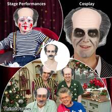 合成光头假发，灰色短卷光头假发，适合老年人 - 光头假发，主题DIY恶作剧道具，光头假发，男士假发，灰色假发，万圣节动漫角色扮演派对趣味爷爷道具