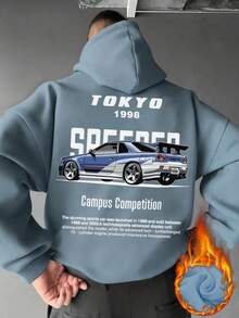 K-GLORY Men's Loose Kangaroo Pocket Hoodie Sweatshirt, Ideal For Car Enthusiasts, Autumn/Winter - Baby Blue - View 4