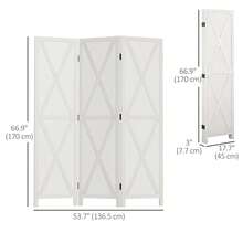 HOMCOM 3 Panel Room Divider, 5.6 Ft Folding Privacy Screen, Freestanding Wooden Wall Partition For Bedroom, Office, White