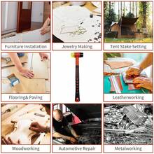 2-Sided Soft Mallet - Leather DIY Tool, Red Rubber Mallet, Black Plastic Coated Handle And Dual Head Rubber Mallet, Suitable For 25mm Handheld Projects