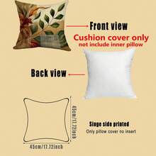 4 piezas de Fundas de almohada de estilo tradicional de poliéster, con estampados florales y bohemios de plantas, impresión de un solo lado, con cremallera, lavables a máquina, fundas de almohada para decoración del hogar