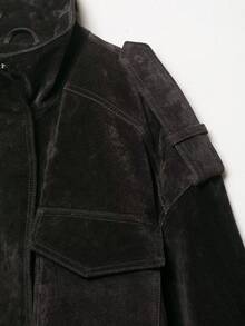 DEEKA Autumn/Winter New Arrival Women's Fashion Suede-Feel Leather Jacket, European And American Style Spring - Maroon - View 8