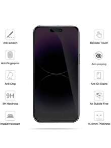 2pcs Anti-Spy Tempered Glass Screen Protector, Prevents Peeping And Protects Personal Privacy And Security On Public Devices, Compatible With IPhone 17/17 Air/17 Pro/17 Pro Max/16/16 Plus/16 Pro/16 Pro Max/15/15 Pro/15 Plus/15 Pro Max - Black - View 8