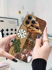 中东 1 件时尚中东沙漠风格 2D 印花手机壳，TPU 材质防摔、防水，兼容 17/16/15/14 Plus/13/12/11/Pro Max/Pro/Plus 和 Galaxy 系列，是送给自己、家人、朋友和同事的理想礼物 - 黑色 - 查看 5