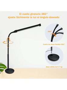 OIOSEN LED Lámpara de escritorio con pinza, largo cuello de cisne flexible de metal USB Lámparas de mesa, 3 modos de brillo 10, clip de luces para la oficina en casa cuidado de ojos (Negro) - Negro - Ver 9