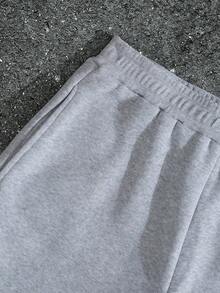 Men's Y2K Style Autumn And Winter Collection - Star Flame - Printed Pattern Design Drawstring Sweatpants, Loose Casual Sports Pants, 250g Polyester Soft Fabric, Machine Washable, Local Warehouse, Fashionable And Versatile, Straight Leg Pants Suitable For Boys And Girls Returning To School, Streets, Outdoor Sports Wear - 灰色 - 查看 4